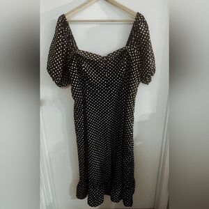 Boohoo Black and White Polka Dot Midi Dress